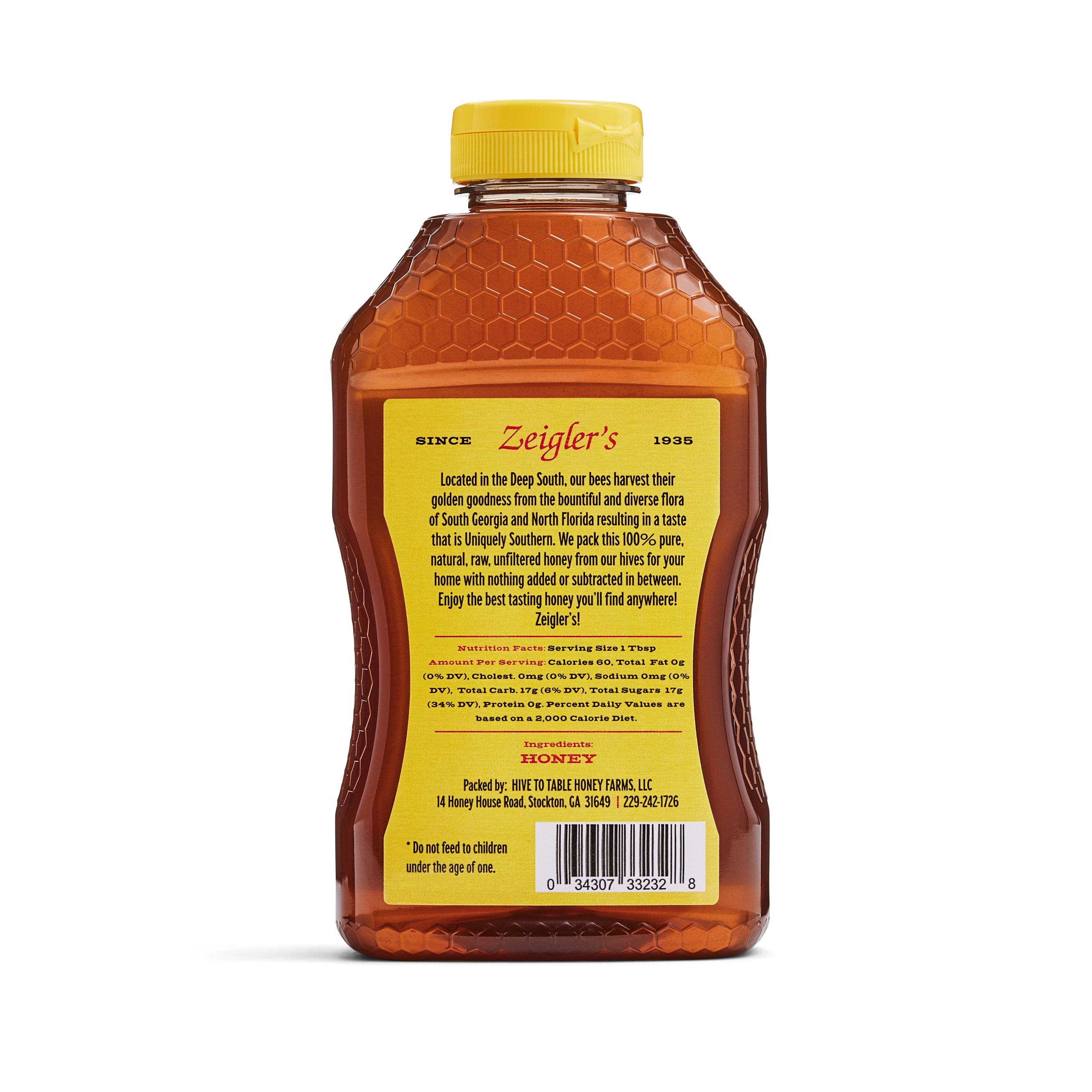 Zeigler's Georgia Honey 32oz Local, Raw, Unfiltered, Squeeze Bottle