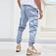 thumbnail image 5 of Pantalones largos para hombre, informales, a la moda, transpirables, con cintura elástica y múltiples bolsillos, pantalones cargo con cierre de velcro, pantalones de rayón para hombre., 5 of 9