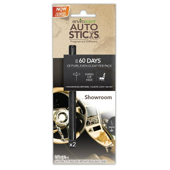 Enviroscents Auto Sticks Natural Car Air Fresheners, 1-Pack with 2 Sticks (Showroom)