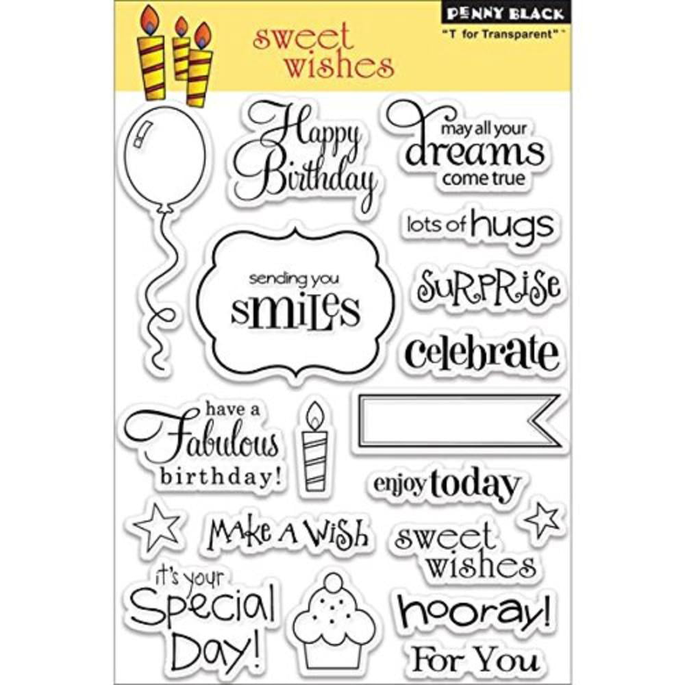 Sweet Wishes Stamp Set Clear Unmounted Rubber Stamp Set PENNY BLACK 30-104 New 