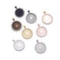 thumbnail image 3 of 1 Bag Rhinestone Pendant Trays Circular Colorful Crystal Inlaid Shiny Jewelry Accessories Electroplating Process for Necklaces Gary Black 25mm, 3 of 5