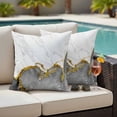 thumbnail image 6 of Pack of 2 Outdoor Pillow Covers,Waterproof Gray Gold Marble Throw Pillow Covers,Modern Abstract Marble Crack Texture Decorative Pillowcases Cushion Covers for Couch Pillow Sham Protector 18x18 Inch, 6 of 8