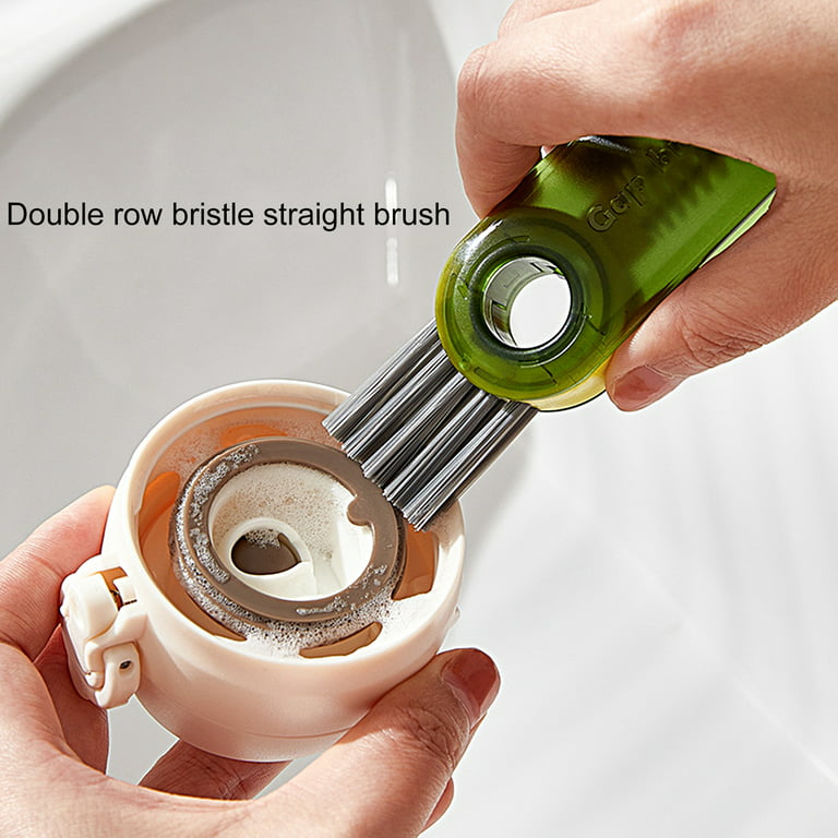 Vearear Cup Cover Cleaning Brush Three-in-one Multifunctional Hard Bristle Comfortable Grip Labor-saving Clean Lid Hanging Hole Design Baby Bottle Gap