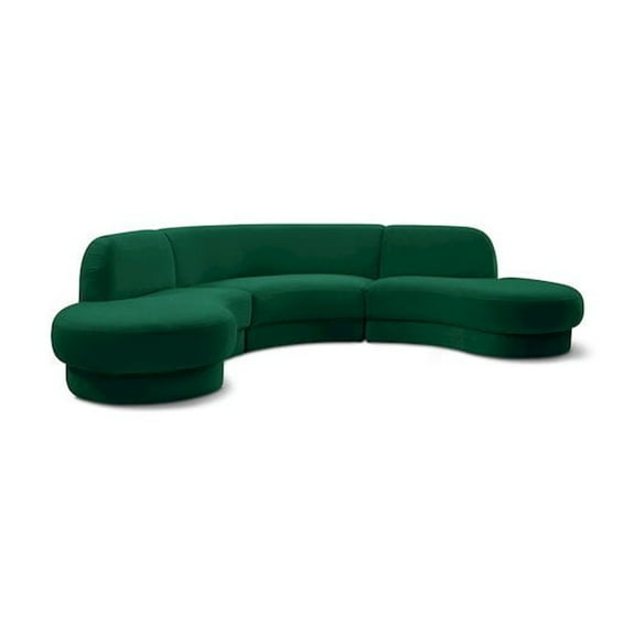 Meridian Furniture Rosa Green Velvet 3pc. Sectional