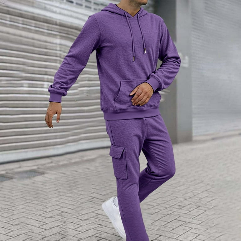 Mens Piece Long Sleeve Sweatsuit Set Hoodie Joggers Tracksuit