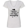 thumbnail image 3 of Inktastic Christmas Nice Until Proven Naughty Women's V-Neck T-Shirt, 3 of 5
