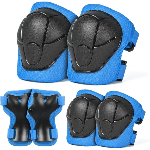 Triani 3 in 1Knee Pads and Elbow Pads Set for Girls Boys with Wrist Guards Adjustable Knee Pads Elbow Pads Wrist Guards for Skating Cycling Bike Rollerblading Scooter(Blue)