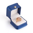 thumbnail image 1 of PU Leather Ring Gift Boxes with Golden Plated Iron Crown and Velvet Inside for Wedding Jewelry Storage Case Blue 5.85x5.8x4.9cm, 1 of 3