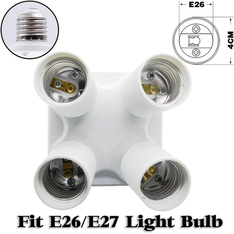 4 in 1 E26/E27 Light Socket Splitter for Photo Studio, Work Shop, Garage