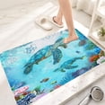 thumbnail image 2 of Sea Turtle Bathroom Rugs, Blue Ocean Underwater Turtle Octopus Fish Coral Beach Bath Mat, Marine Life Aquatic Plant Coastal Nautical Outdoor Rug, Soft Non Slip Floor Rugs for Living Room, 17x29, 2 of 5