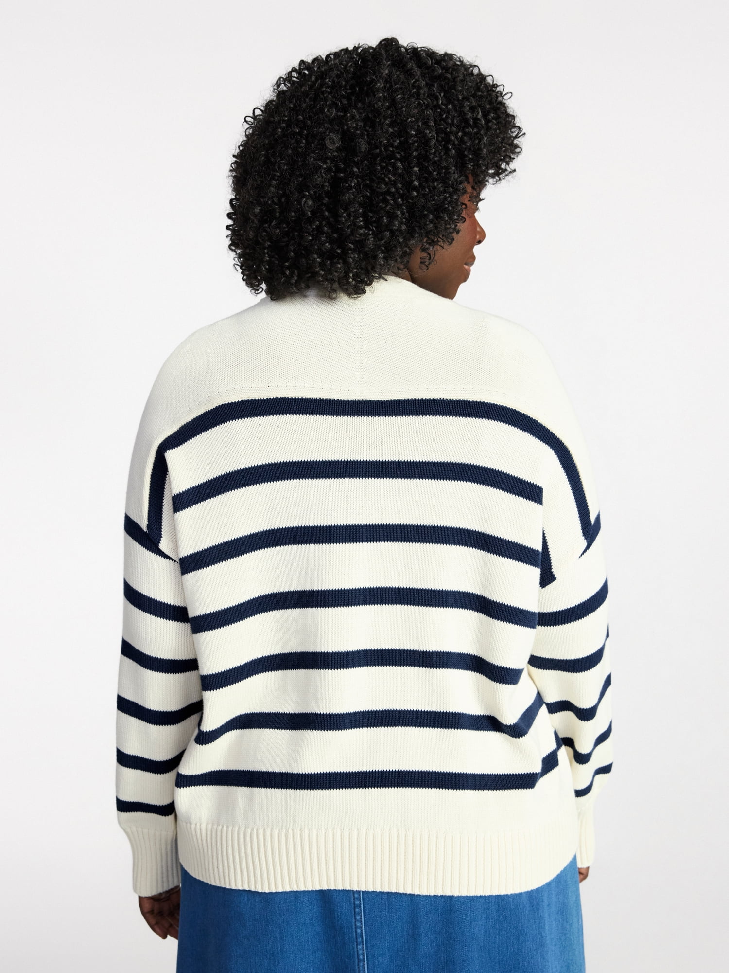 Terra & Sky Women's Plus Size Boyfriend Cardigan with Long Sleeves, Midweight, Size 0X-5X