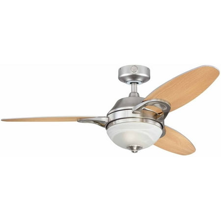 Westinghouse 7877500 46" Brushed Nickel 3-Blade Indoor Ceiling Fan with Light