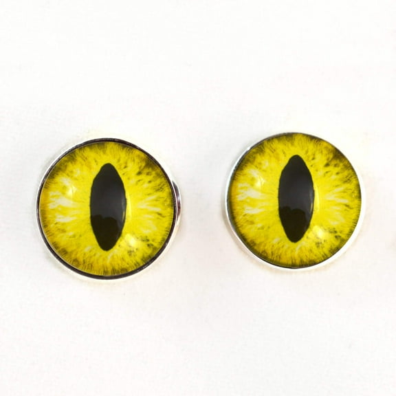Bright Yellow Cat Dragon Sew-On Button Glass Eyes