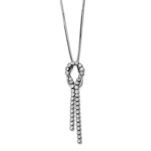 925 Sterling Silver Fancy Lobster Closure Polished Cubic Zirconia Dangle Necklace 18 Inch 12mm Wide Pendant Necklace for