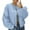 Light Blue, variant on Bomber Jacket Women Sevevn Women Fleece Jacket Winter Bomber Long Sleeve Casual Zip Up Coat Pocket