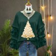 thumbnail image 4 of ClodeEU Women's Sweatshirt With Christmas Tree Print ,Ruffle Long Sleeve Round Neck Loose Fit Pullover Tops Army Green,Womens Plus XL, 4 of 5