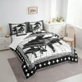 thumbnail image 3 of Manfei Black White Piano Bedding Comforter Set 7pcs, Pop Music Melody Queen Bedding Sets, Teen Boy Girl Kid Queen Sheet Sets, Ultra Soft Home Decor, 3 of 7
