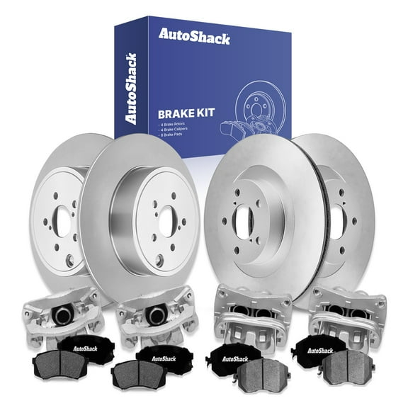AutoShack Front Vented & Rear Solid Brake Rotors   Ceramic Pads   Calipers 16-PC Brake Kit Replacement for 2010-2014 Subaru Impreza 2011-2013 Subaru Forester