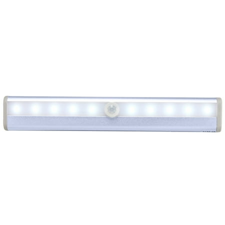 

HANUUAZ Household Supplies 10 LED Under Cabinet Lighting Battery Operated Cordless Closet Lights Wireless Motion Sensor Light Night Light for Closet Cabinet Wardrobe Stair 1 Pack (Wh)