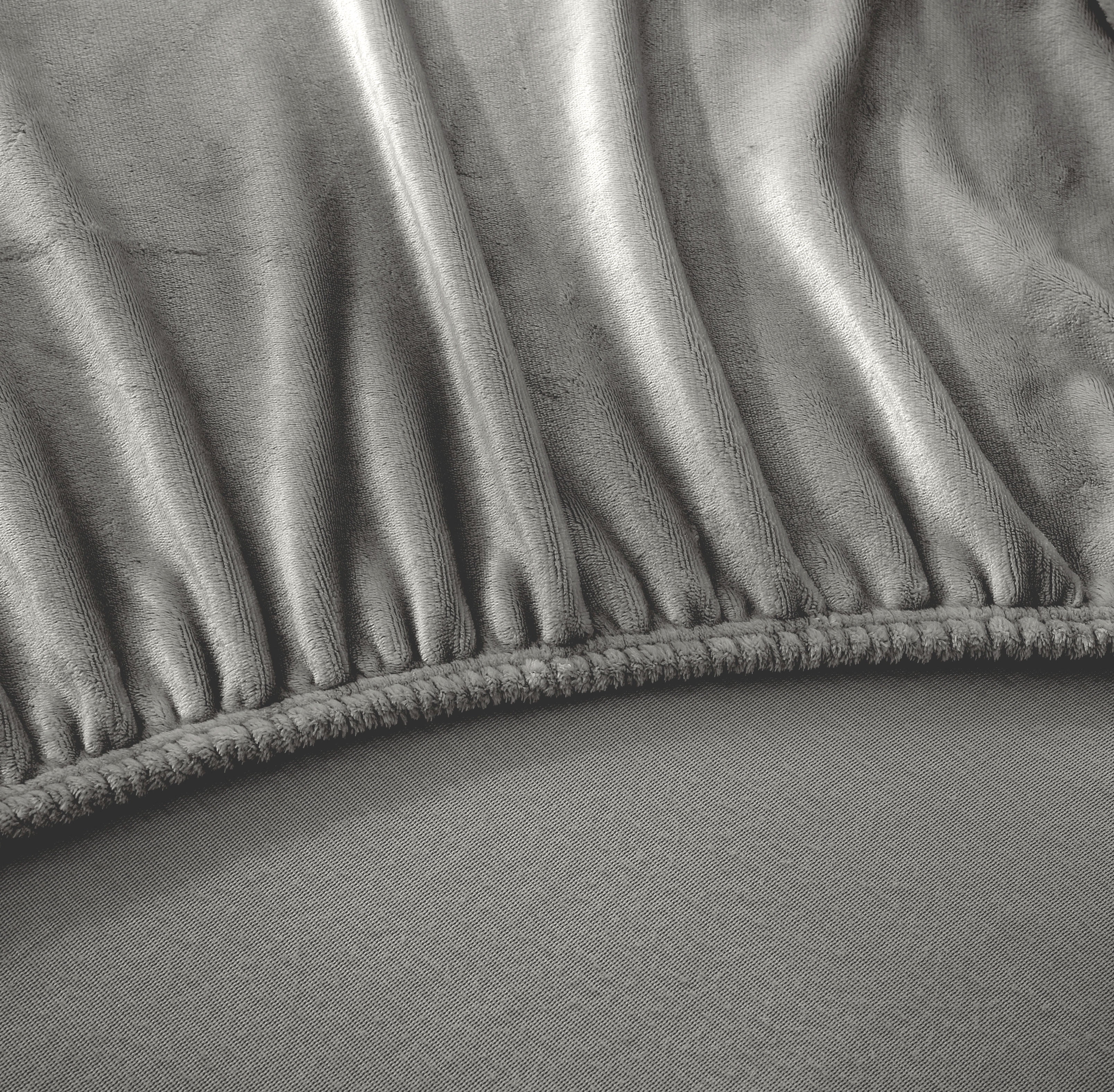 Swift Home Luxury 1 Piece Flannel Plush Fur Fitted Sheet, Ultra-Soft, Deep Pocket Fit, All Season Warmth, King Size, Gray