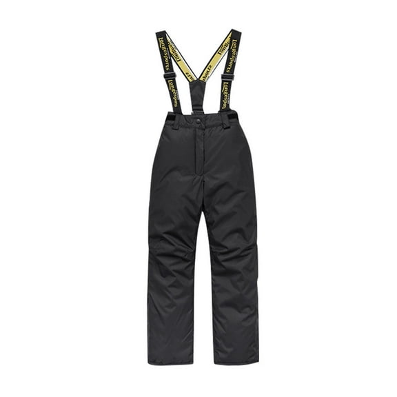 SwiftWear Kids Snow Pants, 3-12 Years Boys Girls Snow Bib Thick Warm Winter Windproof Waterproof Snowboard Ski Pants with Detachable Suspenders Black
