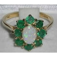 thumbnail image 4 of LBG British Made 18k Yellow Gold Natural Opal & Emerald Womens Statement Ring - 33 size options - Size, 4 of 5