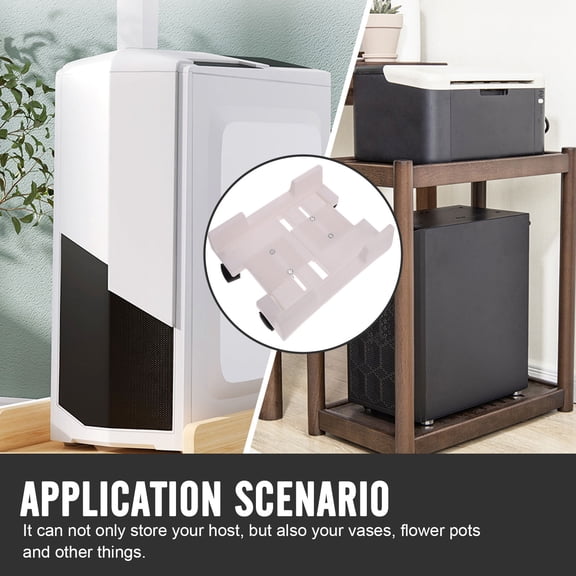 YOSADIER White Mobile CPU Stand with Wheels, Plastic Computer Tower Holder with Reinforced Shelves for Office and Home Use