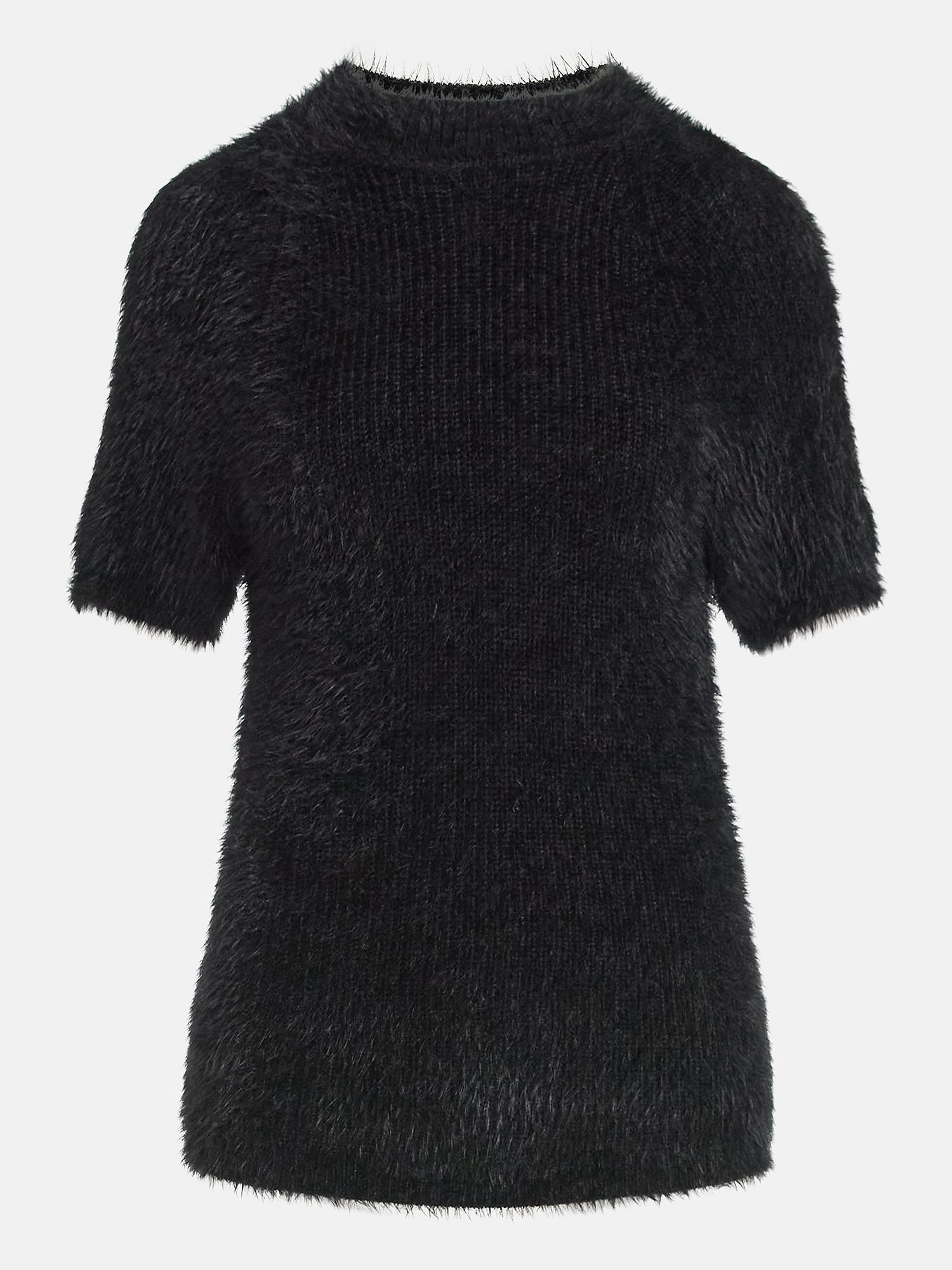 Scoop Women’s Fuzzy Sweater Top with Short Sleeves, Lightweight, Sizes XS-XXL