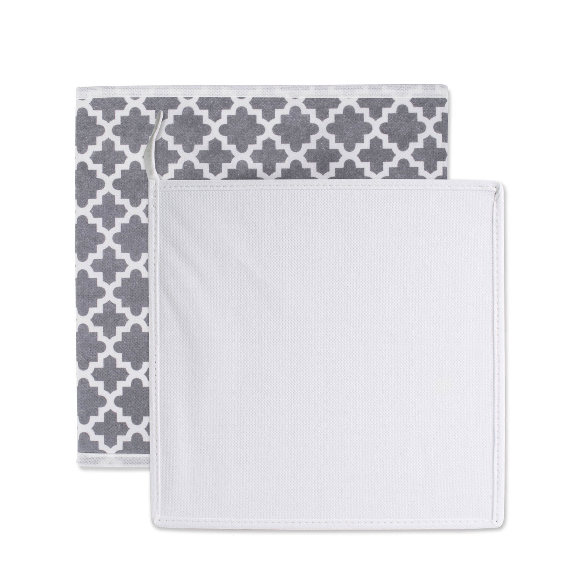 DII 11" Square Polyester Cube Lattice Storage Bin in Gray (Set of 4)