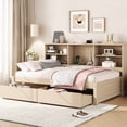 thumbnail image 2 of Twin Daybed Frame With Side Shelves, Charging, Natural Appearance Drawers, Hue, 2 of 7