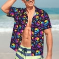 thumbnail image 7 of Pofeuu mushroom rainbow color Skull Print Hawaiian Shirt for Men Sleeves Casual Button Down Summer Beach Dress Shirts T-Shirts,Medium, 7 of 7