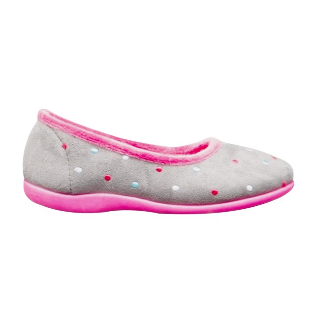Sleepers - Zapatillas de estar por casa modelo Isla Dotted con duela de memory foam para mujer (Gris/fucsia)
