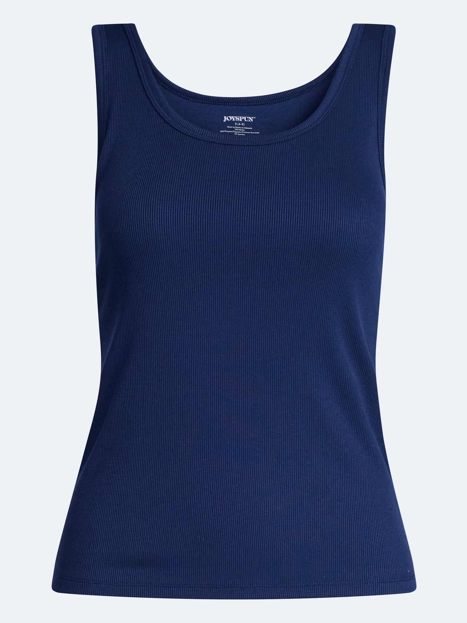 Joyspun Women's Ribbed Tank with Inner Bra, Sizes XS-3X
