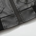 thumbnail image 5 of Miqool Biker Jacket for Men Faux Leather Zip Up Stand Collar Long Sleeve Motorcycle Coats with Pockets, 5 of 8