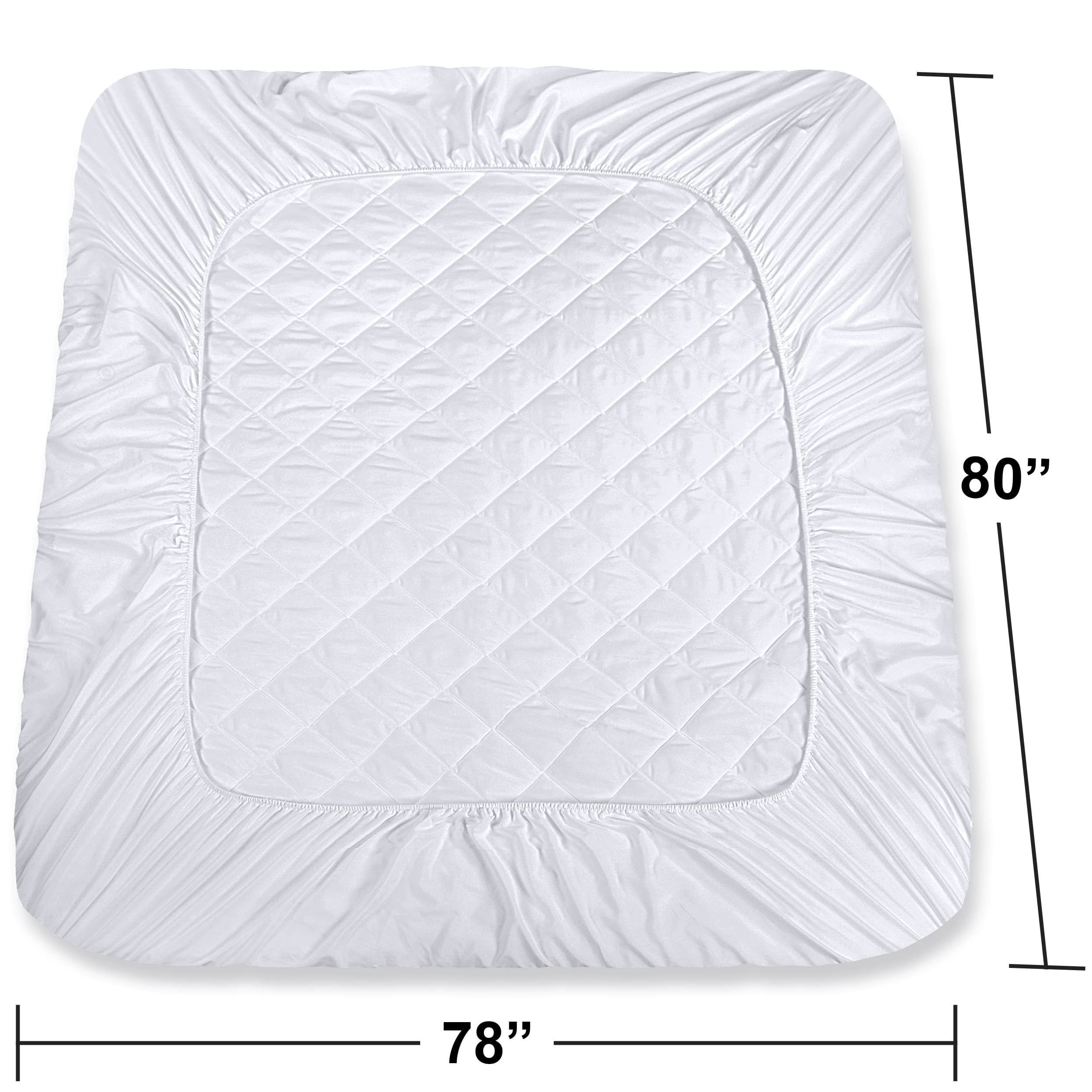 Utopia Bedding 2 Pack Quilted Fitted Mattress Pad, King Size, Elastic Fitted Mattress Topper Protector and Cover with Deep Pocket Stretches up to 16 Inches, Machine Washable (White)