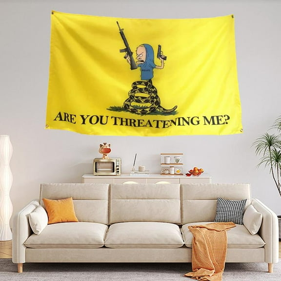 Are You Threatening Me Funny Flag Banner Polyester Home Decor Funny Hanging Poster for College Room Indoor Outdoor Party with Brass Grommet