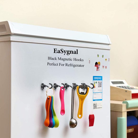 Strong Magnetic Hooks Heavy Duty with Epoxy Coating for Refrigerator, Magnetic Cruise Hooks for Hanging, Classroom, Office, and Kitchen