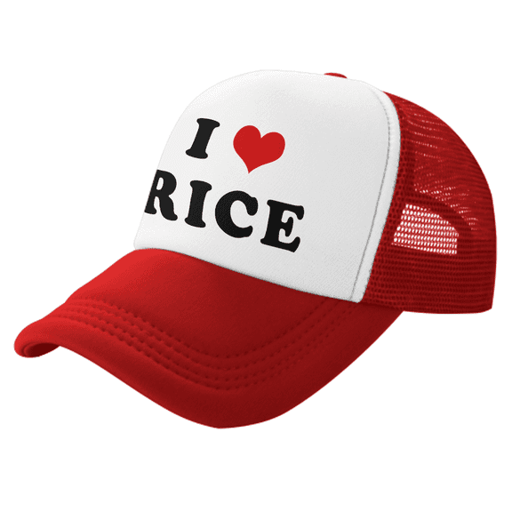 I Heart Rice Love Food Funny Trucker Hat Mesh Cap Unisex Red