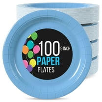 Exquisite 9" Paper Plates - 100 Disposable Plates - Light Blue ...