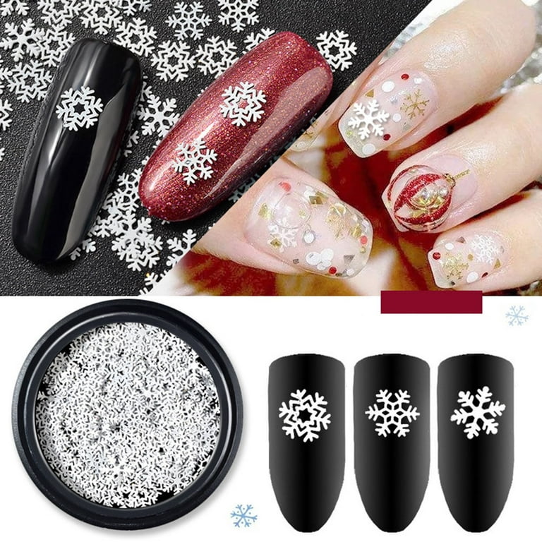 Black Friday White Snowflake Sequins Nail Art Decorations For Gel