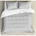 thumbnail image 1 of Quatrefoil Duvet Cover Set Queen Size, Moroccan Monochrome Lattice Symmetrical Classic Lines Motif Print, Decorative 3 Piece Bedding Set with 2 Pillow Shams, Charcoal Grey and White, by Ambesonne, 1 of 3
