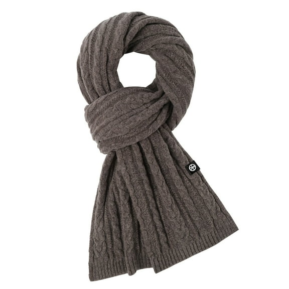 PMVFHDE Couples Knit Scarf Winter Warm Soft Yarn Wrap for Outdoor, Matching Long Scarf for Men and Women, Cozy Pattern Scarf for Cold Weather Khaki