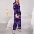 thumbnail image 3 of Yiaed Purple Hippo In Water Print Pajamas Women's Long Sleeve Sleepwear Soft Button Down Loungewear Pjs Lounge Set Nightwear Womens Pajama Pants-Large, 3 of 7