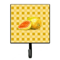 Carolines Treasures BB7229SH4 Guava Sliced and Whole on Basketweave Leash or Key Holder Single Hook multicolor