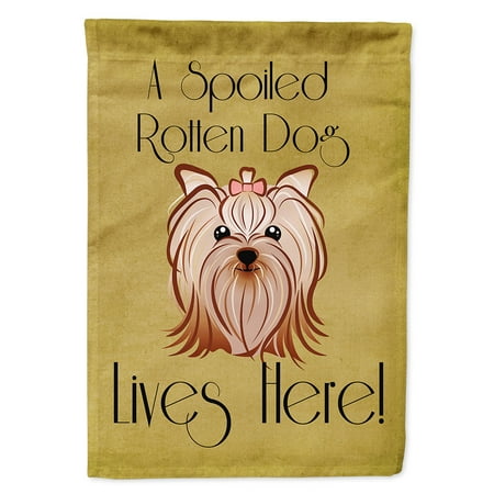 - Yorkie Yorkshire Terrier Spoiled Dog Lives Here Garden Flag