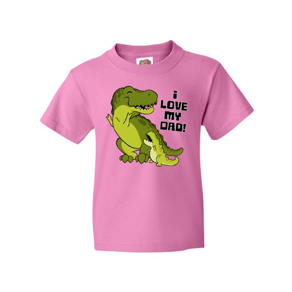 Inktastic I Love My Dad with Baby and Daddy Tyranasaurus Rex Youth T-Shirt