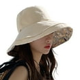 thumbnail image 2 of Women's Sun Hats Womens Outdoor Solid Flower Printed Sun Hat Flower Printed Casual Elegant Sun Hat,Beige Women's Accessories Sun Hats, 2 of 4