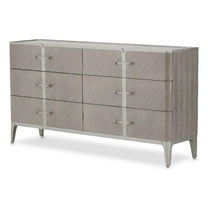 Michael Amini Lanterna Wood & Marble Dresser in Silver Mist Finish