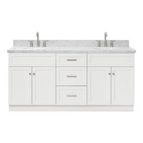 Ariel Hamlet 73 In. Double Oval Sink Vanity With Carrara White Countertop In White
