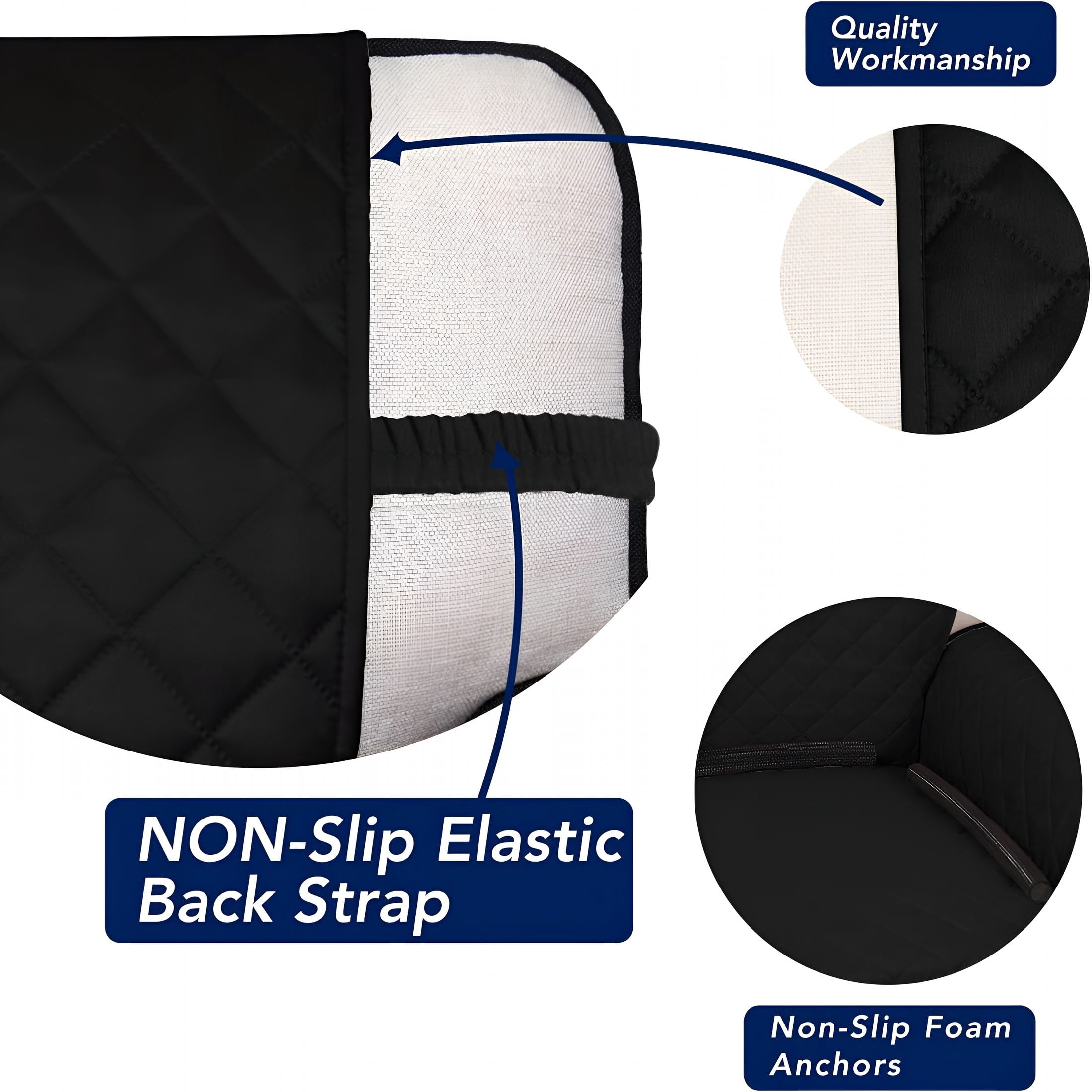 AUQ Reversible Quilted Sofa Cover,Water Resistant Slipcover Furniture Protector,Washable Couch Cover with Non Slip and Elastic Straps for Kids,Pets (Sofa,Black)